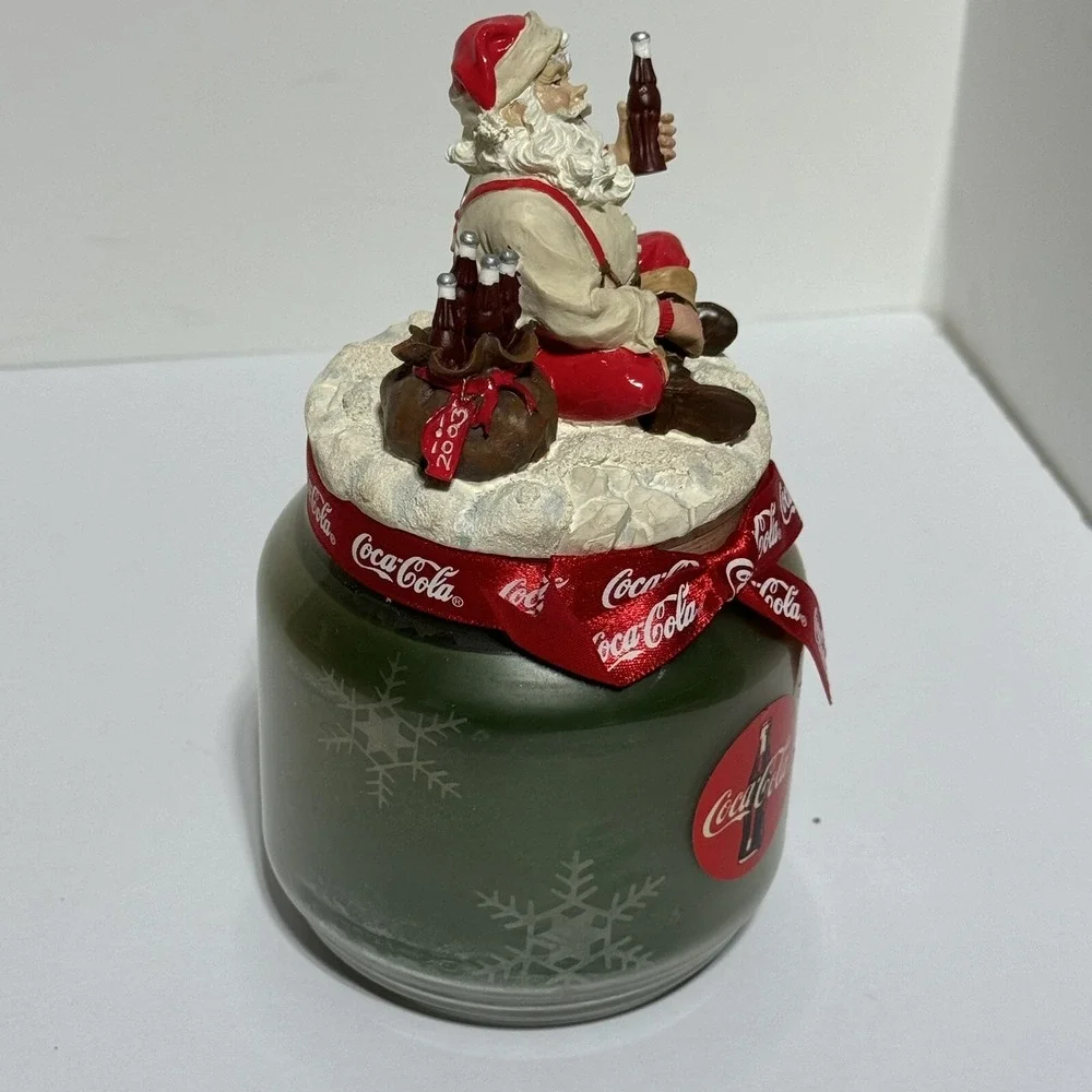 New Coca-Cola Coke Santa Candle Topper With Scented Jar Candle Open Box Unused